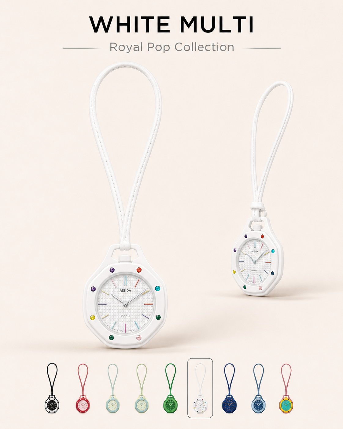 Royal Pop Sport Watch – White Multi-Color